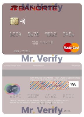 Fillable Mexico Banorte bank mastercard credit card Templates | Layer-Based PSD