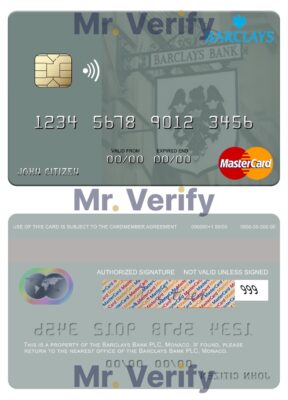 Fillable Monaco Barclays Bank PLC bank mastercard Templates | Layer-Based PSD