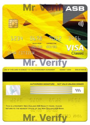 Fillable New Zealand ASB bank visa classic card Templates | Layer-Based PSD