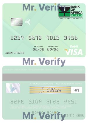 Fillable Niger Bank of Africa visa debit card Templates | Layer-Based PSD