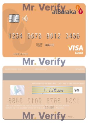 Fillable Pakistan Al Baraka Bank visa debit card Templates | Layer-Based PSD