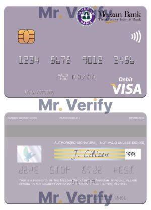 Fillable Pakistan Meezan Bank Limited visa debit card Templates | Layer-Based PSD