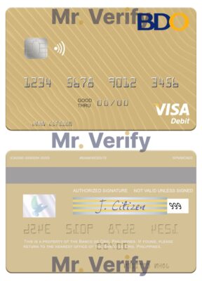 Fillable Philippines Banco de Oro visa debit card Templates | Layer-Based PSD
