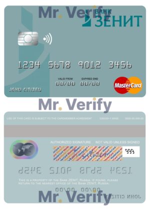 Fillable Russia Bank ZENIT mastercard Templates | Layer-Based PSD