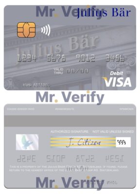 Fillable Switzerland Julius Baer Group AG visa debit card Templates | Layer-Based PSD