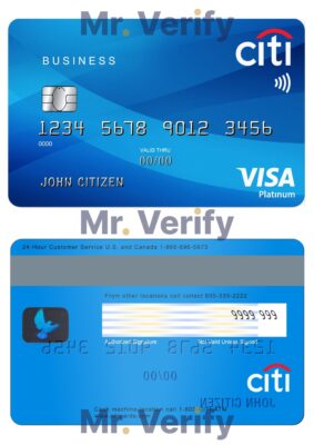 Fillable USA Citibank Visa Platinum card Templates | Layer-Based PSD