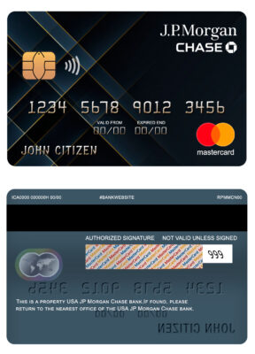 Fillable USA JP Morgan Chase bank mastercard Templates
