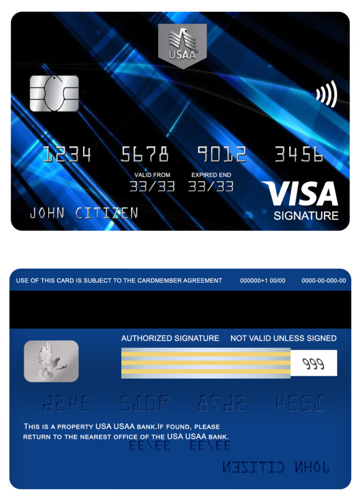 Fillable USA USAA bank visa signature card Templates