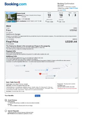 Editable Grenada Hotel Booking Form Template | Fillable PDF