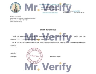 Download Guatemala Bank of Guatemala Bank Reference Letter Templates | Editable Word