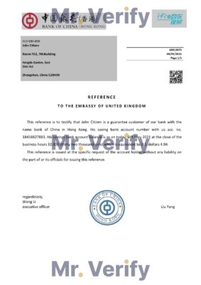 Download Hong Kong Bank of China Bank Reference Letter Templates | Editable Word