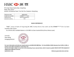 Download Hong Kong HSBC Bank Reference Letter Templates | Editable Word