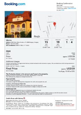 Editable Hungary Hotel Booking Form Template | Fillable PDF
