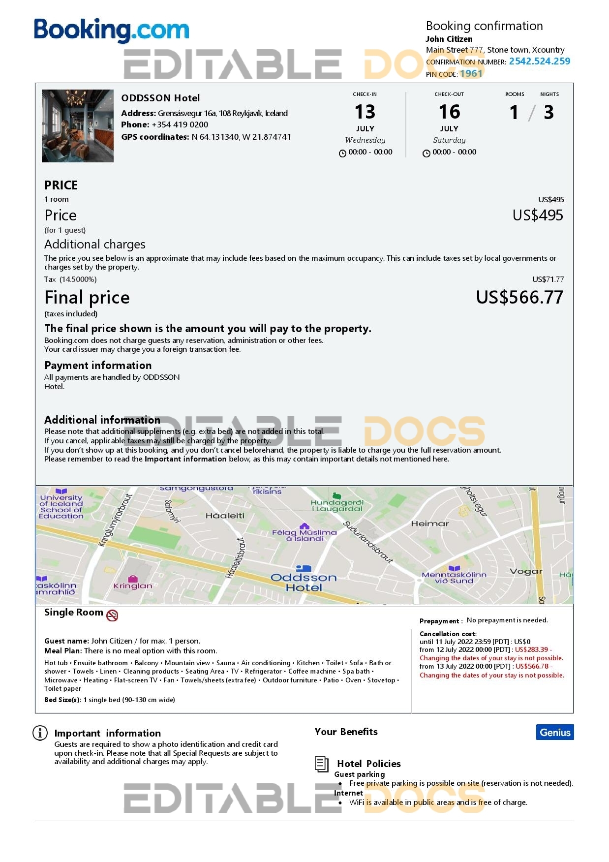 Customizable Iceland Airbnb Reservation Template | Word & PDF Formats