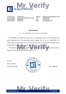 Download Iceland Kaupthing Bank Reference Letter Templates | Editable Word