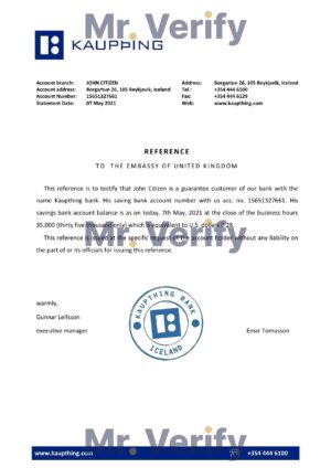 Download Iceland Kaupthing Bank Reference Letter Templates | Editable Word