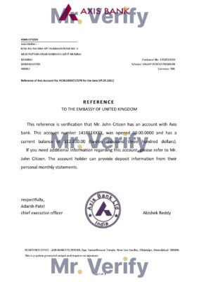 Download India Axis Bank Reference Letter Templates | Editable Word