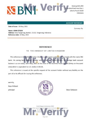 Download Indonesia Negara Bank Reference Letter Templates | Editable Word