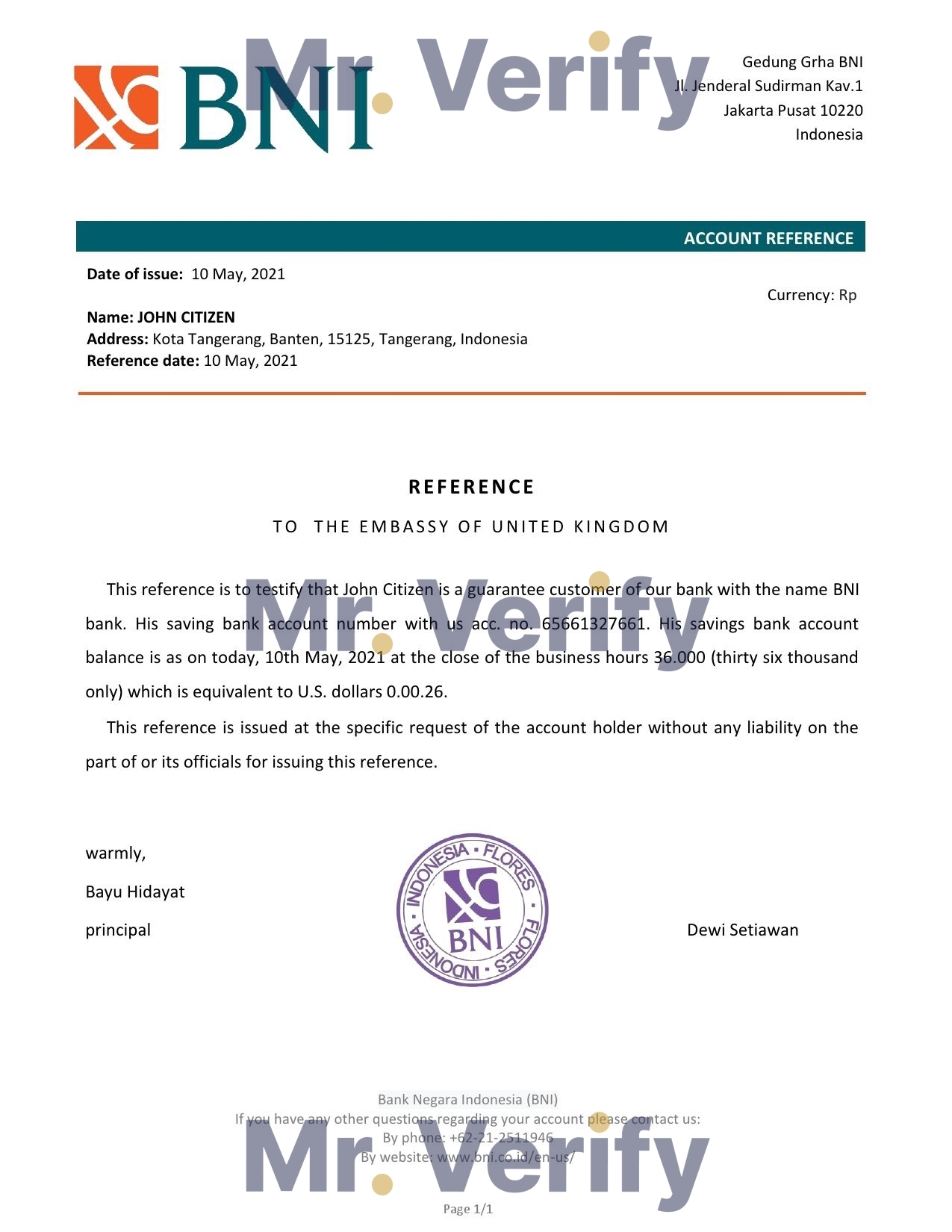 Download Indonesia Negara Bank Reference Letter Templates | Editable Word