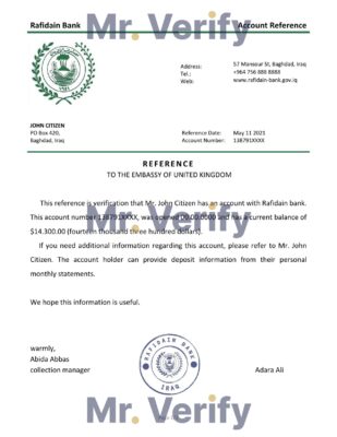 Download Iraq Rafidain Bank Reference Letter Templates | Editable Word