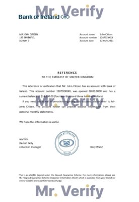 Download Ireland Bank of Ireland account balance Bank Reference Letter Templates | Editable Word