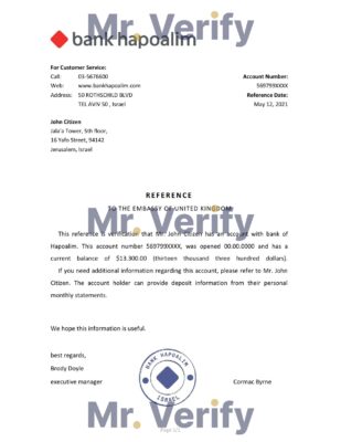 Download Israel Hapoalim Bank Reference Letter Templates | Editable Word