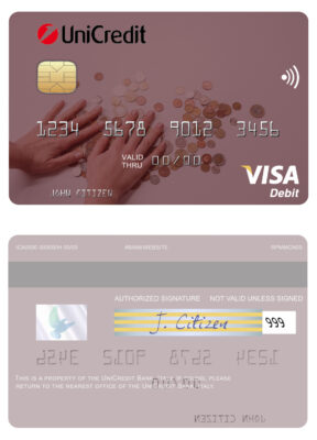 Fillable Italy UniCredit Bank visa card Templates | Layer-Based PSD