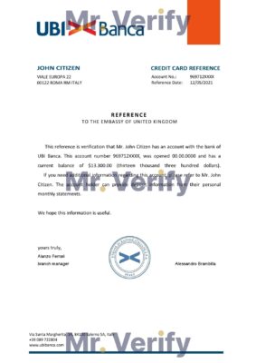 Download Italy UBI Bank Reference Letter Templates | Editable Word