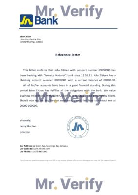 Download Jamaica National Bank Reference Letter Templates | Editable Word