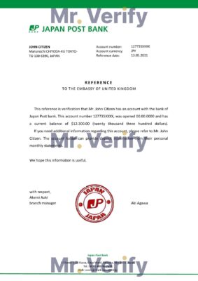 Download Japan Post bank Bank Reference Letter Templates | Editable Word