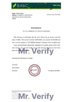 Download Japan SMBC Bank Reference Letter Templates | Editable Word