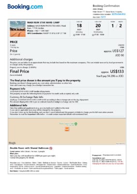 Customizable Jordan Airbnb Reservation Template | Word & PDF Formats