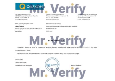 Download Kazakhstan Qazkom Bank Reference Letter Templates | Editable Word