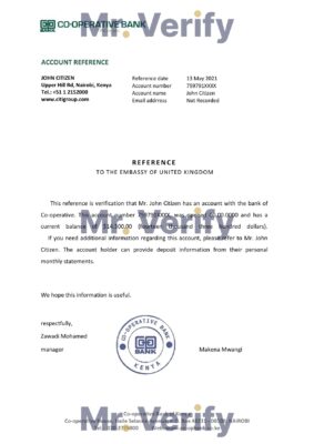 Download Kenya Co-operative Bank Reference Letter Templates | Editable Word