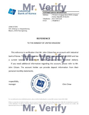 Download Korea Industrial Bank of Korea Bank Reference Letter Templates | Editable Word