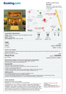 Customizable Kuwait Airbnb Reservation Template | Word & PDF Formats