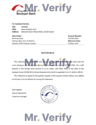 Download Kuwait Boubyan Bank Reference Letter Templates | Editable Word