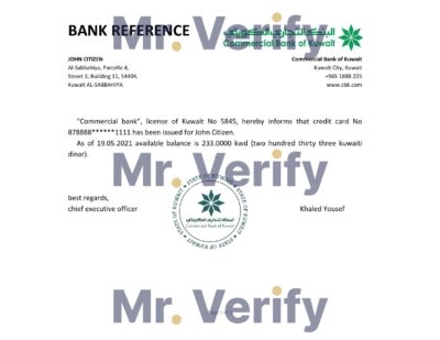 Download Kuwait Commercial Bank of Kuwait Bank Reference Letter Templates | Editable Word