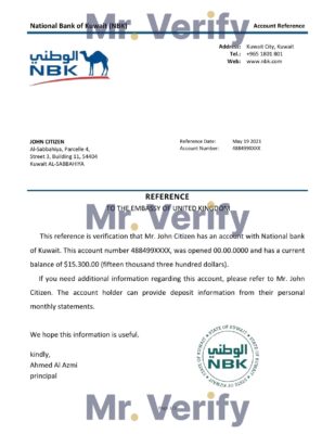 Download Kuwait National Bank of Kuwait Bank Reference Letter Templates | Editable Word