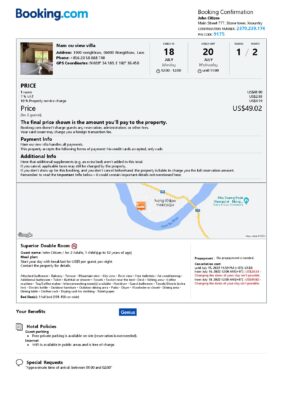 Customizable Laos Airbnb Reservation Template | Word & PDF Formats