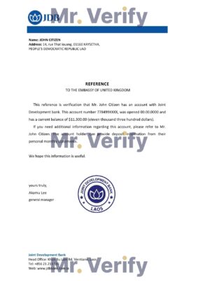 Download Laos Joint Development Bank Reference Letter Templates | Editable Word