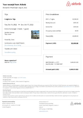 Customizable Latvia Airbnb Reservation Template | Word & PDF Formats