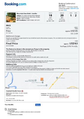 Customizable Lesotho Airbnb Reservation Template | Word & PDF Formats