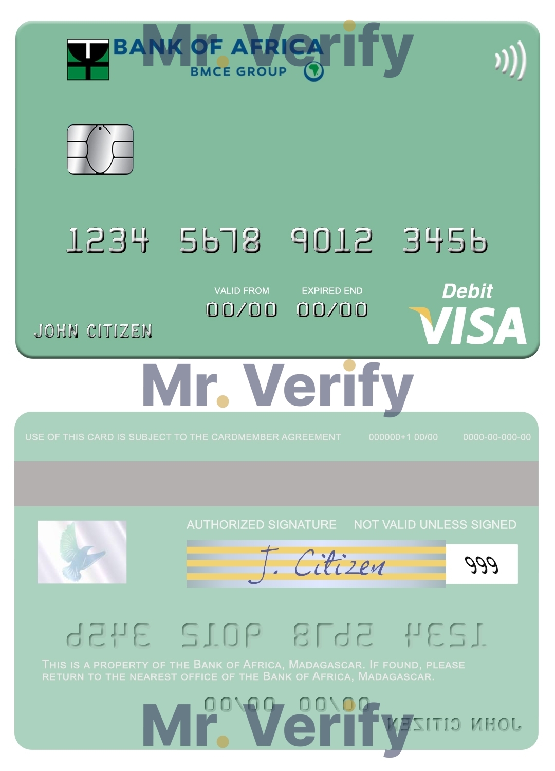 Fillable Madagascar Bank of Africa visa credit card Templates | Layer-Based PSD