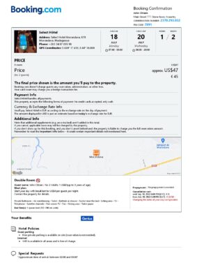 Editable Madagascar Hotel Booking Form Template | Fillable PDF