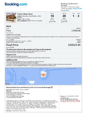Editable Maldives Hotel Booking Form Template | Fillable PDF