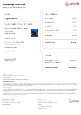 Editable Micronesia Hotel Booking Form Template | Fillable PDF