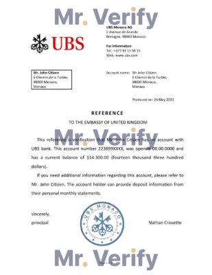 Download Monaco UBS Bank Reference Letter Templates | Editable Word