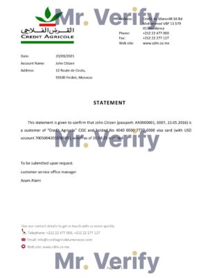 Download Morocco Credit Agricole Bank Reference Letter Templates Editable Word