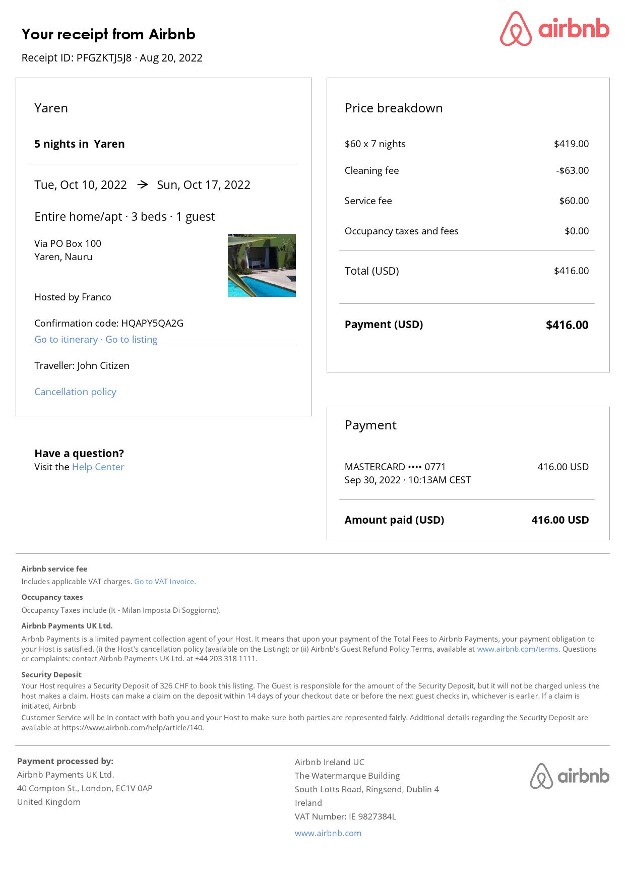 Editable Nauru Hotel Booking Form Template | Fillable PDF